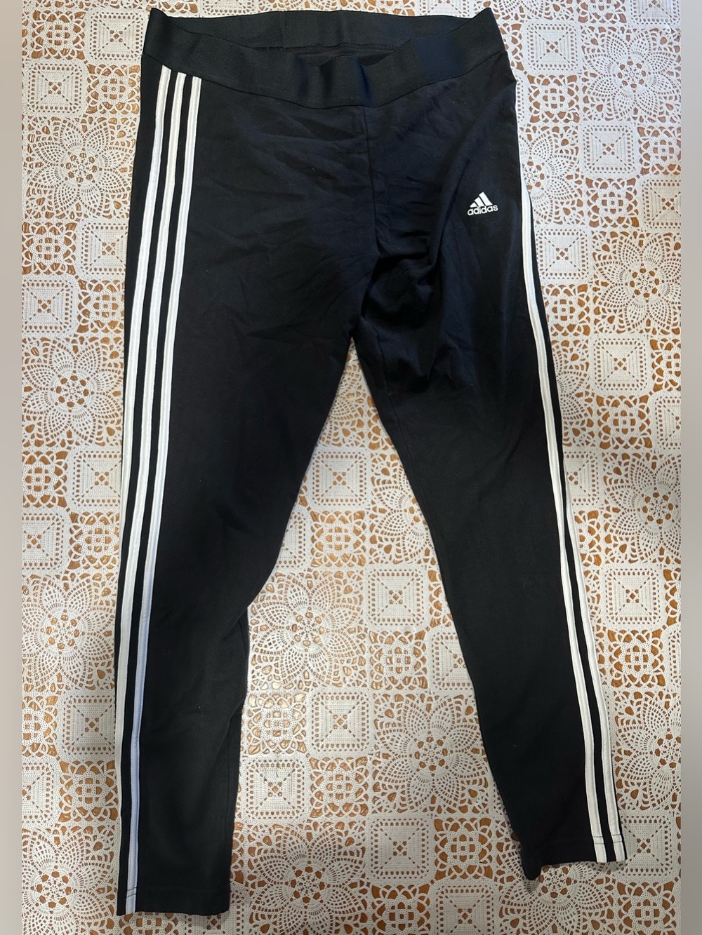 Adidas Women’s XL Black 3-Stripes Cotton Stretch Leggings